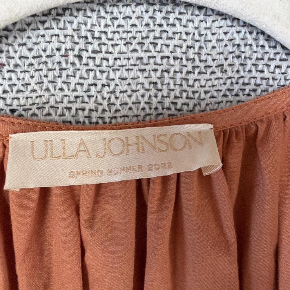 Ulla Johnson Tiered Ruffle Button Down Sena Mini Dress Sz 4 In Clay Terracota - Picture 13 of 14
